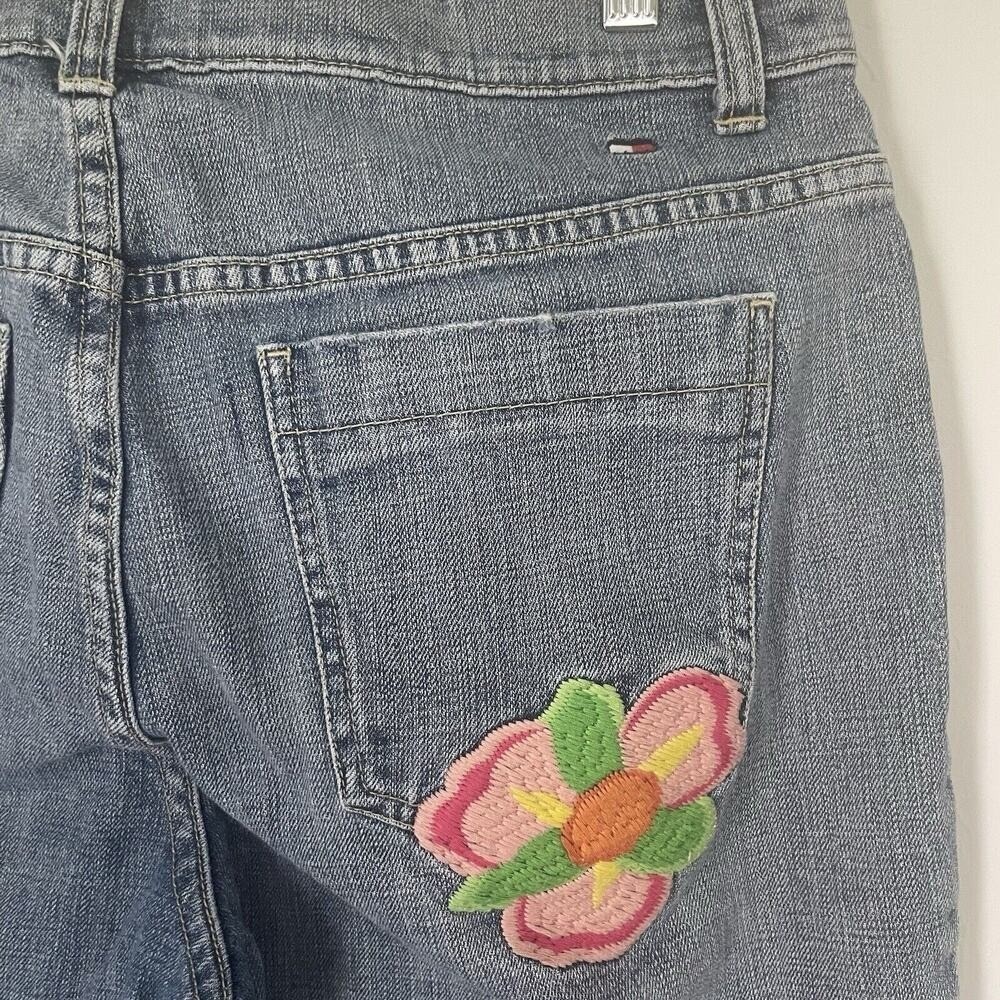 Tommy Hilfiger Embroidered Denim Floral Ankle Jeans Boho 70s Retro Festival 12 - Picture 7 of 14